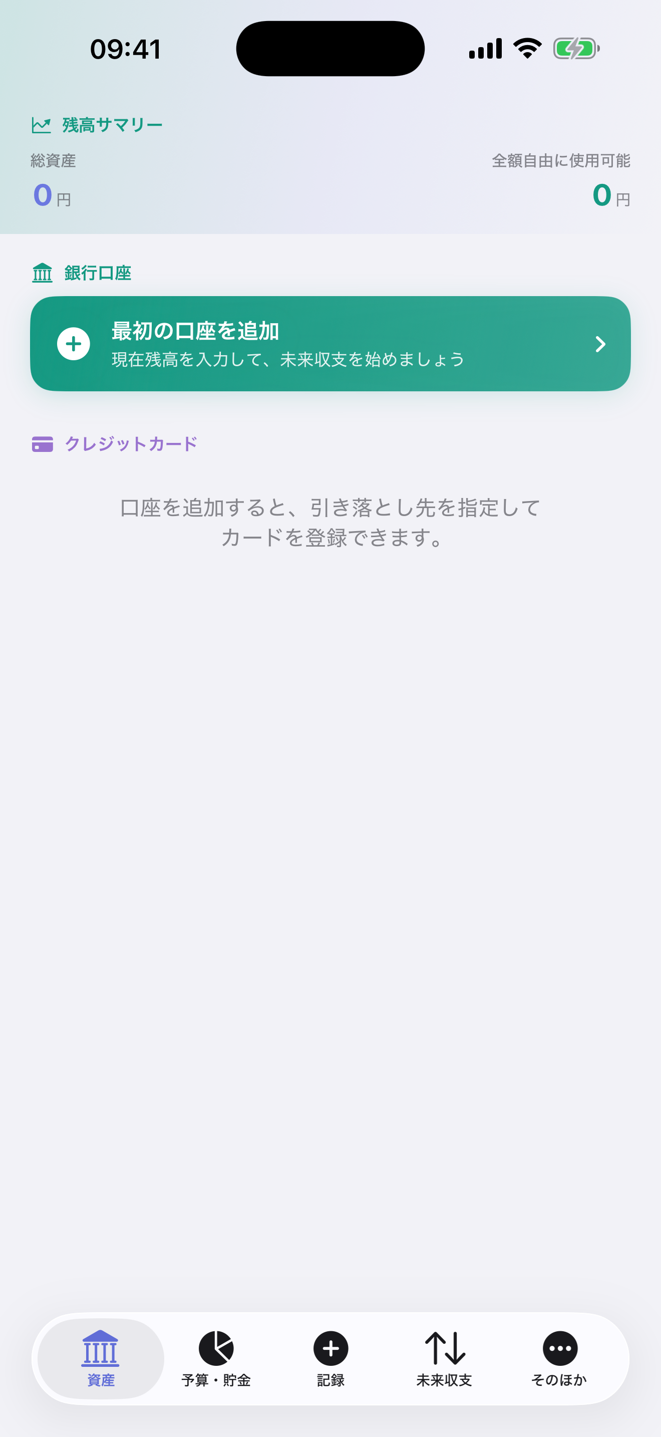 データがない資産画面
