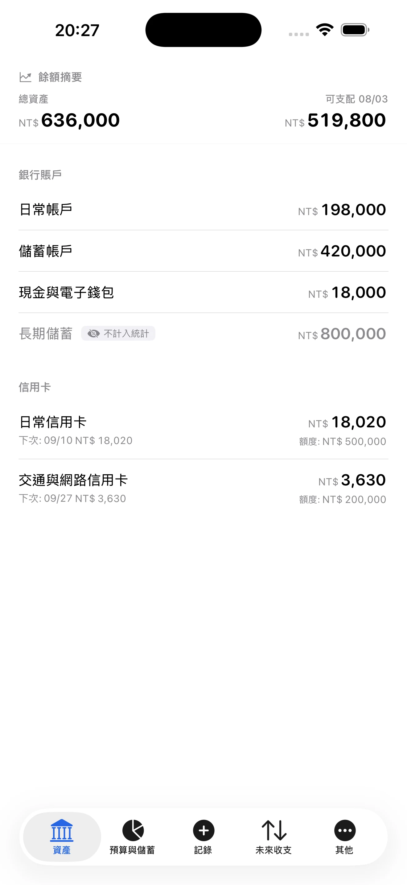 集中管理帳戶與信用卡